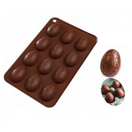 Silikoninė formelė šokoladiniams kiaušiniams gaminti, 12 vnt.
