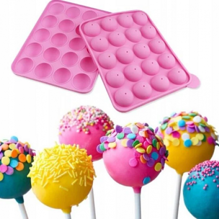 Silikoninė apvalių cake pops kepimo forma, 20 vnt. pyragėlių