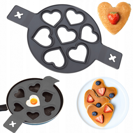 Silikoninė formelė blynams, kiaušiniams "Širdelės", Ø 23 cm
