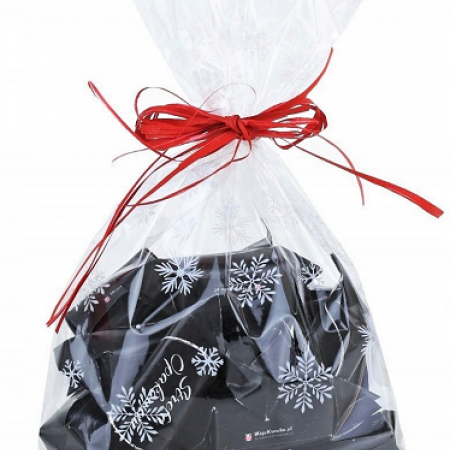 Kalėdiniai permatomi maišeliai "Snaigės", 10 vnt, 25x20 cm