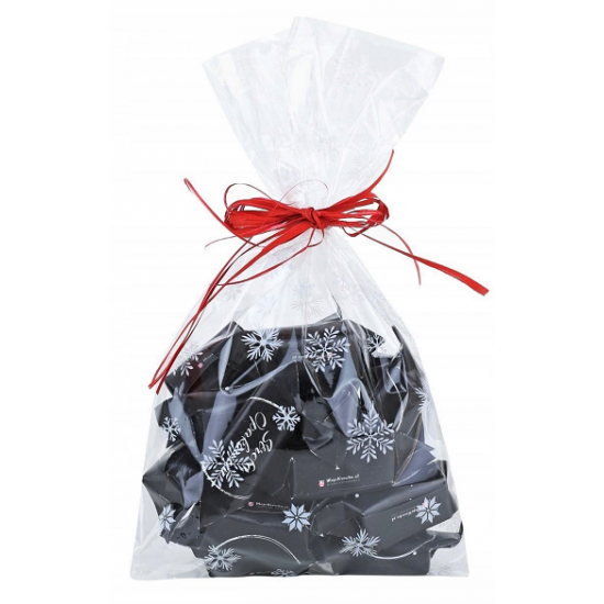 Kalėdiniai permatomi maišeliai "Snaigės", 10 vnt, 25x20 cm