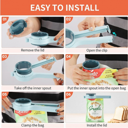 Maišelių užspaudėjas su atsukamu dangteliu, 1 vnt.