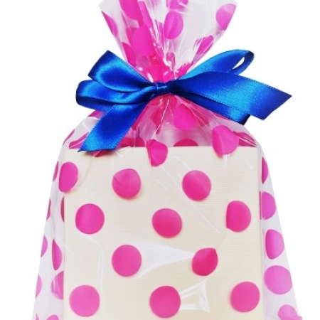 Permatomi maišeliai su rožiniais taškeliais, 10 vnt, 25x10 cm