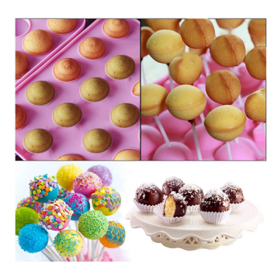 Silikoninė apvalių cake pops kepimo forma, 20 vnt. pyragėlių