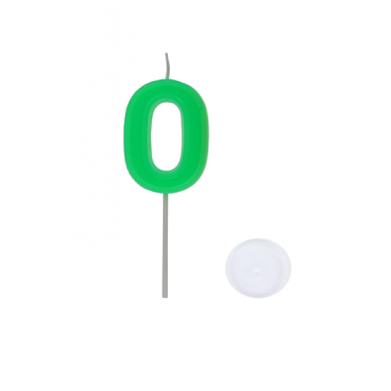 Žvakutė "Skaičius Nulis" - žalia, 4,5 cm