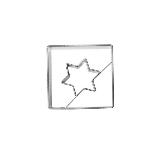 Formelė sausainiams su skylute "Žvaigždutė kvadrate", 3,5x3,5 cm