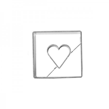 Formelė sausainiams su skylute "Širdelė kvadrate", 3,6x3,6 cm
