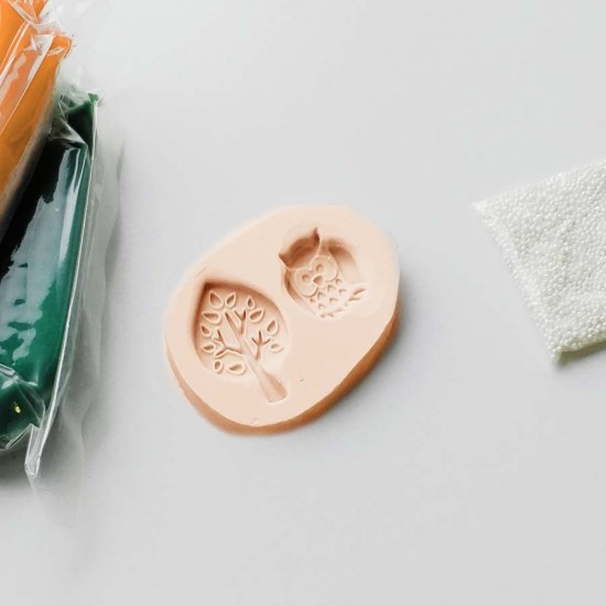 Silikoninė formelė masei "Medis ir pelėda" Silikoninė formelė masei "Medis ir pelėda"