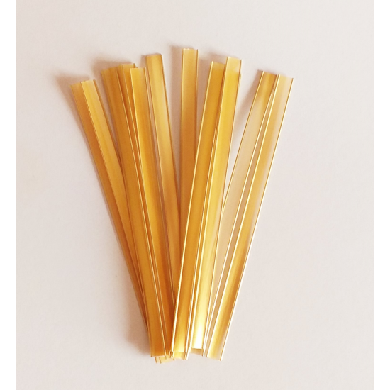 Auksinės spalvos juostelės maišelių uždarymui, 15 vnt., 17,5 cm Auksinės spalvos juostelės maišelių uždarymui, 15 vnt., 17,5 cm