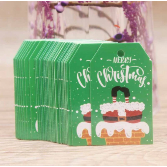 Dovanų kortelės "Merry Christmas" - žalios, 5 vnt.