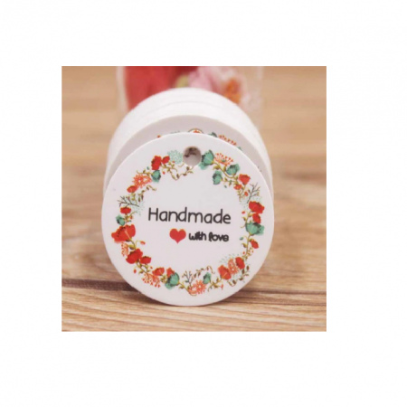 Kortelės "Handmade with love", 5 vnt.