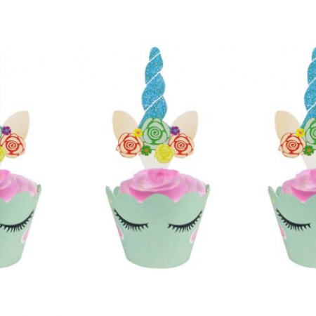 Popieriukai ir smeigtukai keksiukams "Unicorn", 15 vnt.