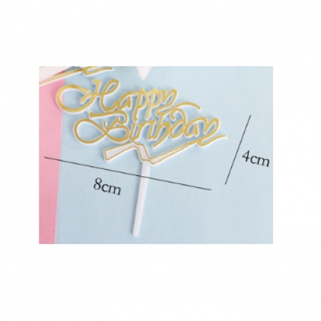 Smeigtukas "Užrašas Happy birthday", balta ir auksinė spalvos