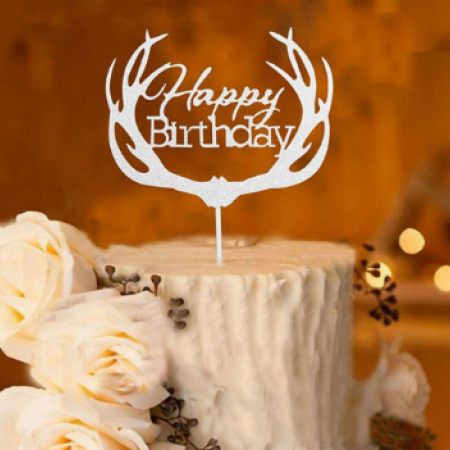 Smeigtukas "Happy Birthday" - sidabrinis