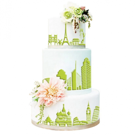 Trafaretas "Eifelio bokštas, Laisvės statula"