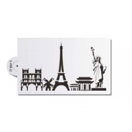 Trafaretas "Eifelio bokštas, Laisvės statula"