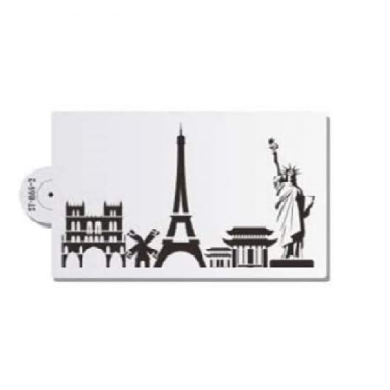 Trafaretas "Eifelio bokštas, Laisvės statula"
